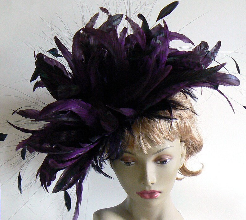 Large Feather Headress Feather Showgirl Headpiece Purple Etsy