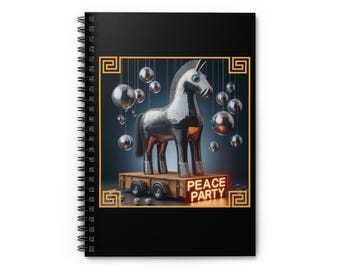 Trojan Horse Notebook - Ruled Line,6x9, Peace Party, Wooden Horse, Ancient Greece, Funny History, Teacher Gift for her gift for him