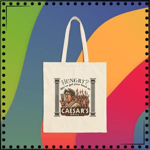 Cotton Canvas Tote Bag Caesar&#39;s Grill Julius Caesar Ancient Greece Funny History Tote Teacher Gift for her gift for him