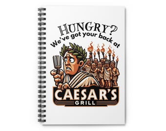 Julius Caesar Notebook, Spiral Notebook - Ruled Line, 6x9, Caesar's Grill, Ancient Rome, Funny History, Teacher gift for her gift for him