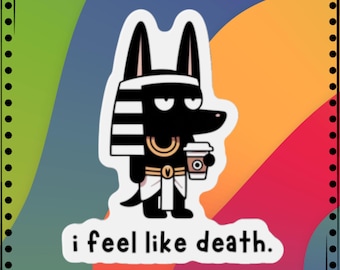 Anubis Die-Cut Stickers- Perfect gift for coffee lovers, history lovers, history teachers, Ancient Egypt gift, SocraTees Store