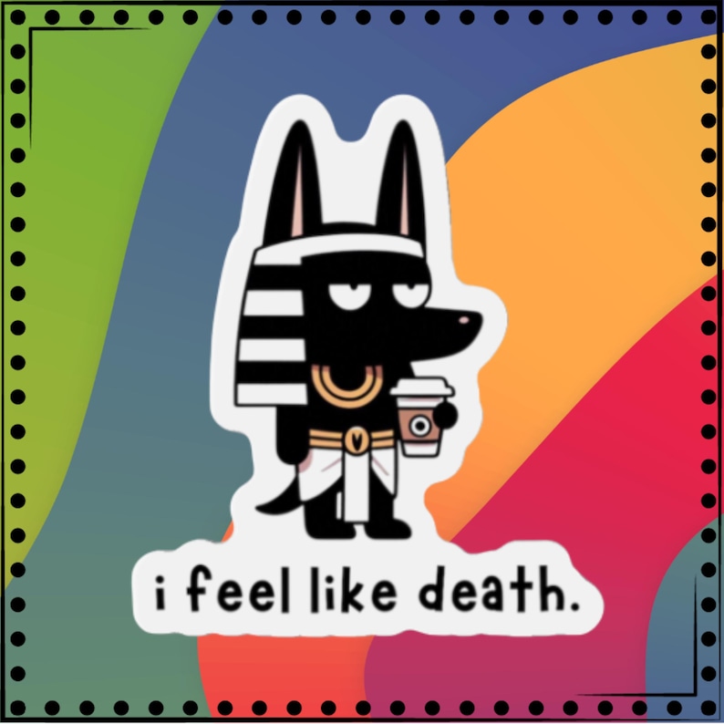 Anubis Die-Cut Stickers- Perfect gift for coffee lovers, history lovers, history teachers, Ancient Egypt gift, SocraTees Store image 1