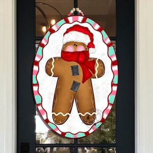 Gingerbread Man, SVG, Door Hanger Template, Peppermint, Ginger Santa, Christmas Digital Template, Festive Gingerbread, Christmas Sweets