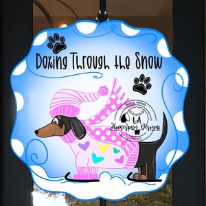 Dachshund Valentine Door Hanger Template: Winter Doxie (Digital File)