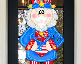 Patriotic Uncle Sam Door Hanger Template SVG, 4th of July (Digital Download)