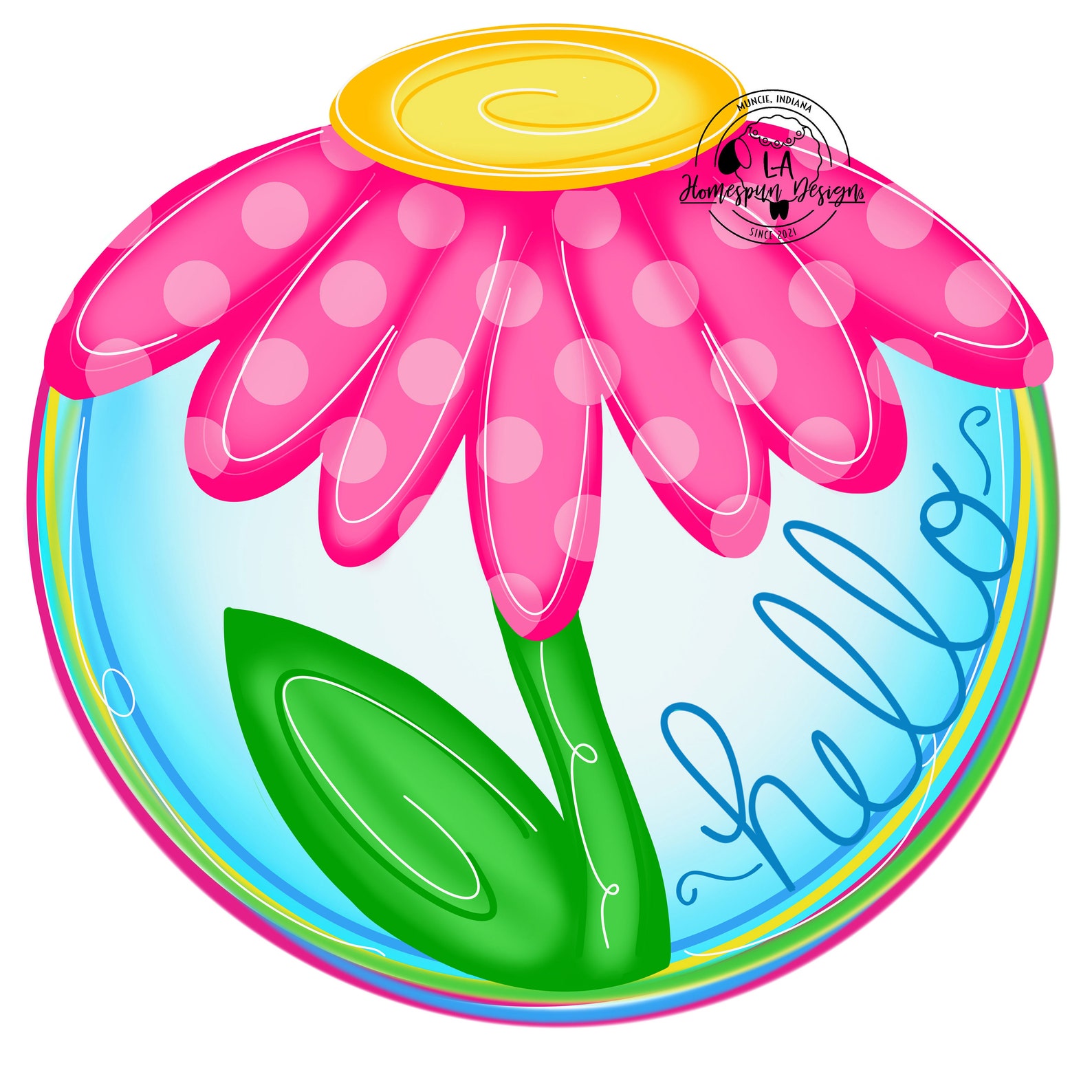 Hello Pink Daisy, Spring Floral Sign, Flower Sign, Wooden Door Wreath ...