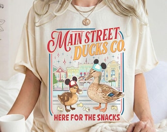 Comfort Colors® Main Street Ducks Co Funny Shirt, Disney Here For The Snack Tee, Duckling Main Street USA, Cute Animal Lover,WDW Family Trip