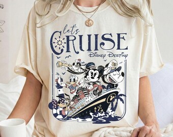 Chemise personnalisée Comfort® Disney Cruise Line 2026, t-shirt Mickey et ses amis, Let's Cruise, Disney Wish Dream Magic Wonder Fantasy