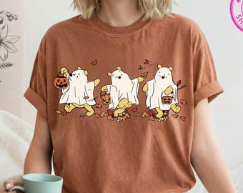 Comfort Colors® Ghost Pooh Bear Shirt, Winnie The Pooh Halloween Shirt, Disney Halloween Shirt, Halloween Party Shirt, Pooh Pumpkin Shirt
