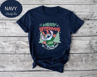 Merry Stitchmas T-shirt, Lilo and Stitch Christmas Shirt, Disney Christmas Shirt, Stitch Xmas Shirt, Stitch Lover Gift, Disney Trip Shirt