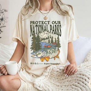 90s National Parks Comfort Colors® Unisex T shirt Granola Girl Shirt Respect the Local Wildlife Tee Hiking Camping Clothes Wanderlust Shirt image 2