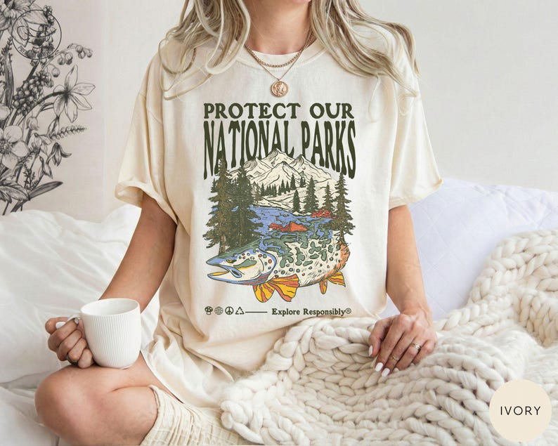 90s National Parks Comfort Colors® Unisex T shirt Granola Girl Shirt Respect the Local Wildlife Tee Hiking Camping Clothes Wanderlust Shirt image 2