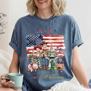Toy Story USA 250th Anniversary Shirt, America 250 Independence Day Tee, Patriotic Woody Buzz Lightyear Shirt, July 4th Family Disney Trip immagine 4