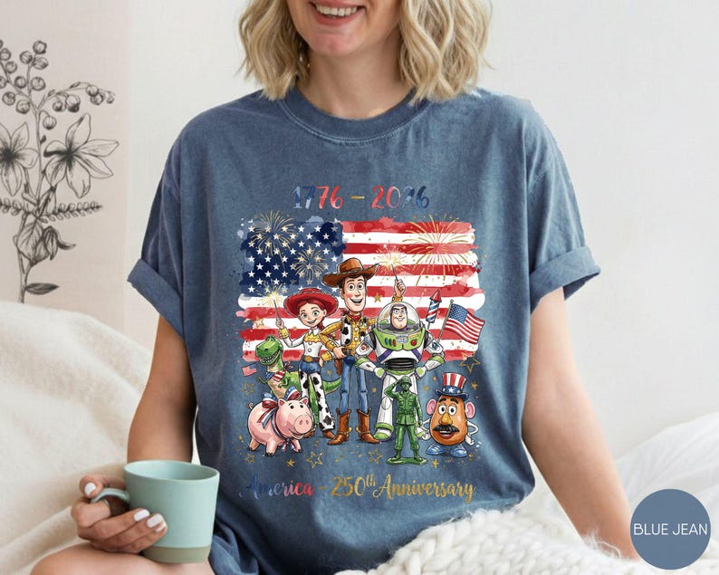 Toy Story USA 250th Anniversary Shirt, America 250 Independence Day Tee, Patriotic Woody Buzz Lightyear Shirt, July 4th Family Disney Trip immagine 4