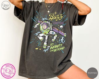 Comfort® Retro Buzz Lightyear To Infinity And Beyond Shirt, Toy Story Pixar Disney Tee, Space Ranger Shirt, Disneyland Family Trip Matching