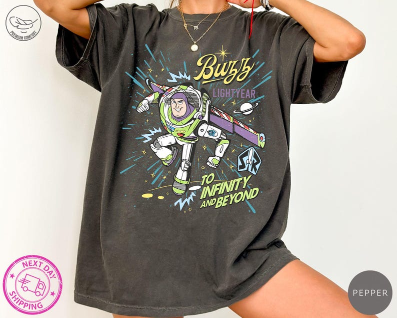 Comfort® Retro Buzz Lightyear To Infinity And Beyond Shirt, Toy Story Pixar Disney Tee, Space Ranger Shirt, Disneyland Family Trip Matching