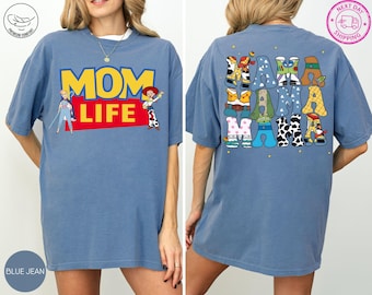 Camiseta Comfort Colors® Toy Story para mamá, camiseta retro de los 90 de Disney para mamás, diseño de Jessie, Woody y Buzz Lightyear, regalo de cumpleaños para mamá, regalo del Día de la Madre