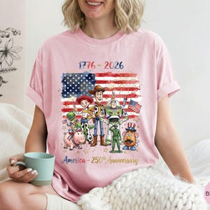 Toy Story USA 250th Anniversary Shirt, America 250 Independence Day Tee, Patriotic Woody Buzz Lightyear Shirt, July 4th Family Disney Trip immagine 7