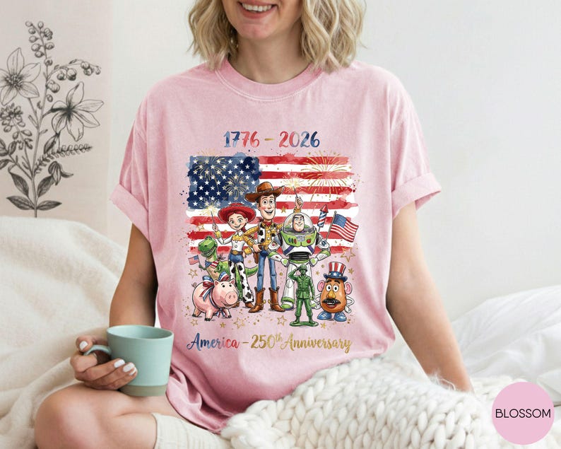 Toy Story USA 250th Anniversary Shirt, America 250 Independence Day Tee, Patriotic Woody Buzz Lightyear Shirt, July 4th Family Disney Trip immagine 7