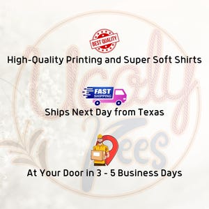The image is a promotional graphic for a company that offers high-quality printing and soft shirts, fast shipping, and convenient delivery options. It features a logo, a person holding a package, and text that highlights the company's services.
