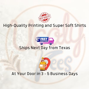 The image is a promotional graphic for a company that offers high-quality printing and soft shirts, fast shipping, and convenient delivery options. It features a logo, a person holding a package, and text that highlights the company's services.