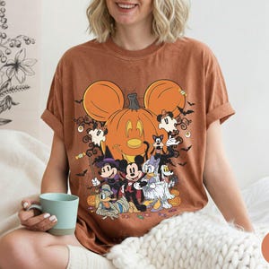 Comfort Colors® Mickey Friends Halloween Pumpkin Shirt, Spooky Season Trick or Treat Tee image 3