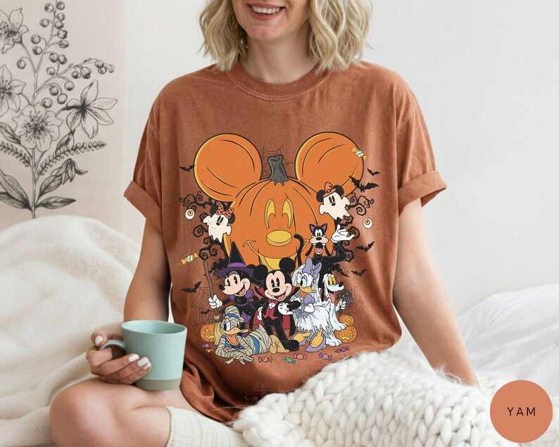 Comfort Colors® Mickey Friends Halloween Pumpkin Shirt, Spooky Season Trick or Treat Tee image 3