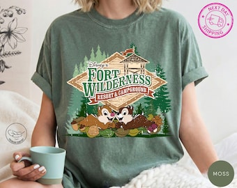 Comfort Disney's Fort Wilderness Resort & Campground Shirt,Mickey and Friends Fort Wilderness Happy Camper Tee,Vintage 90’s Disney World Tee