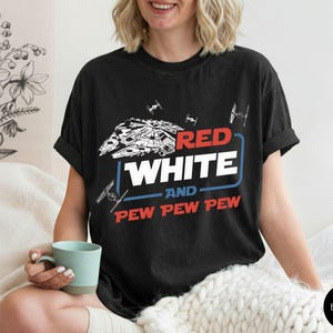 Comfort Colors® Disney Star Wars 4th of July Patriotic Shirt, Pew Pew Pew Space Movie Tee, Red White Blue Disneyland Independence Day Gift image 7