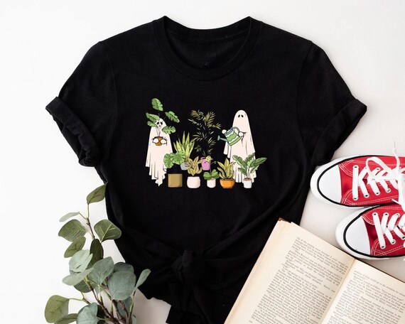 Funny Plant Ghost Tee, Retro Ghost Shirt, Funny Halloween, Flower Halloween Shirt, Plant Lady Shirt, Plant Lover Gift, Spooky Gardener Tee