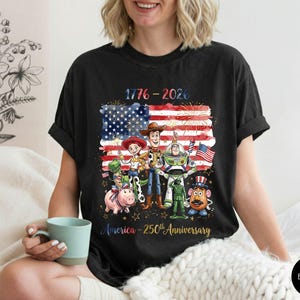 Toy Story USA 250th Anniversary Shirt, America 250 Independence Day Tee, Patriotic Woody Buzz Lightyear Shirt, July 4th Family Disney Trip immagine 6