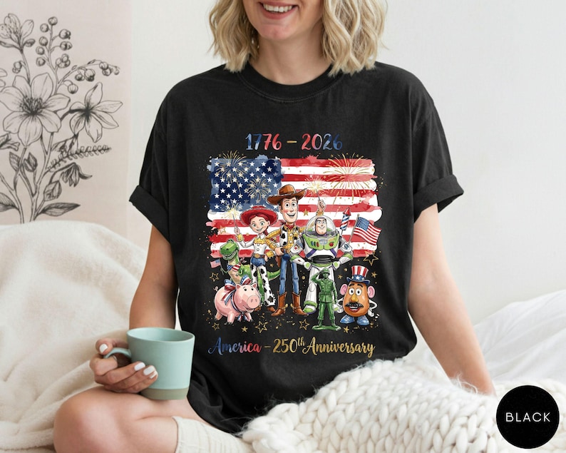 Toy Story USA 250th Anniversary Shirt, America 250 Independence Day Tee, Patriotic Woody Buzz Lightyear Shirt, July 4th Family Disney Trip immagine 6