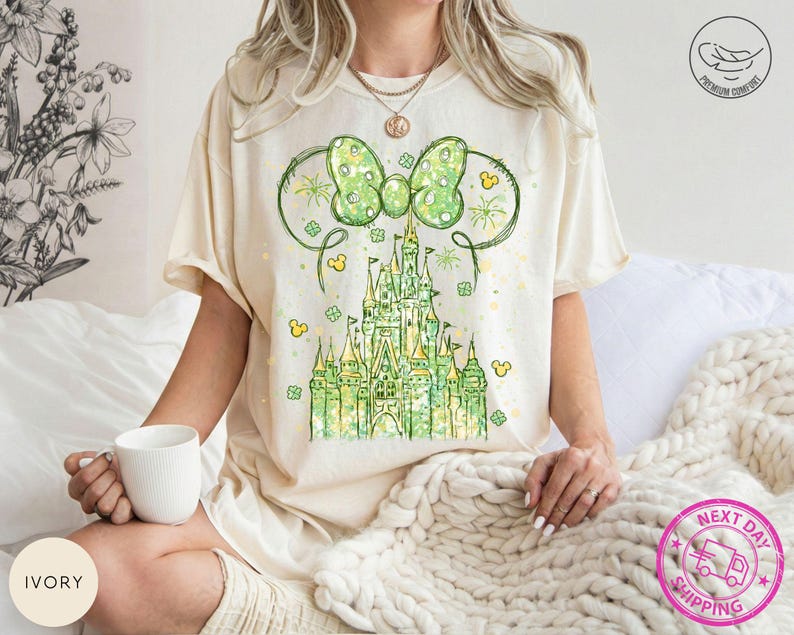 Comfort Colors® Disney Castle St. Patrick's Day Shirt, Disneyland Magic Kingdom Shirt, Girls St. Patrick's Day Tee, Disneyland T-Shirt