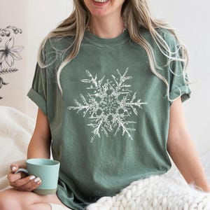 Comfort Colors Snowflake Shirt, Christmas Gift, Christmas Shirt, Snowflake Winter Christmas Shirt, Gift For Family, Snowflake Tee