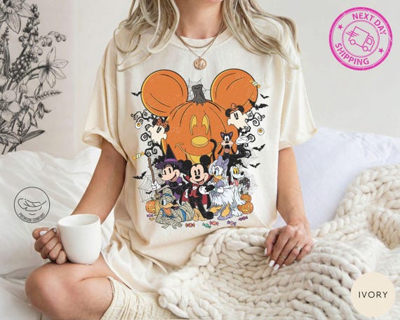 Comfort Colors® Mickey Friends Halloween Pumpkin Shirt, Spooky Season Trick or Treat Tee