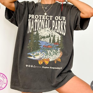 90s National Parks Comfort Colors® Unisex T shirt Granola Girl Shirt Respect the Local Wildlife Tee Hiking Camping Clothes Wanderlust Shirt
