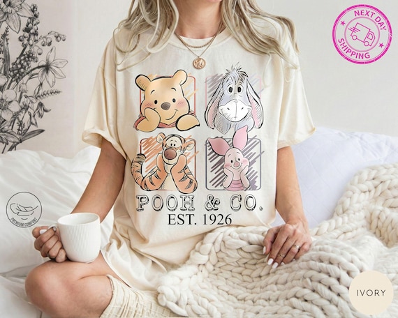 Comfort Colors® Retro Winnie the Pooh and Friends Shirt, Pooh Co 1926 Vintage Disney Tee, Tigger Piglet Eeyore, Family Trip Disneyland Gift
