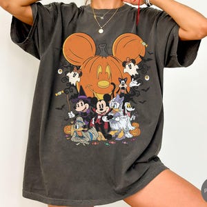 Comfort Colors® Mickey Friends Halloween Pumpkin Shirt, Spooky Season Trick or Treat Tee image 2