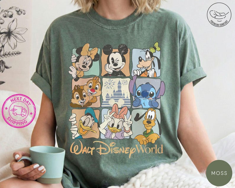 Comfort Color® Retro Walt Disneyworld Shirt, Vintage Disneyworld Shirt, Mickey And Friends Shirt, Disney Family Shirts, Disney 2026 Trip Tee