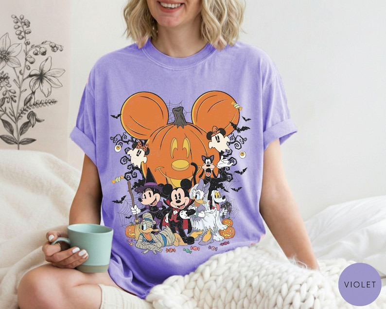 Comfort Colors® Mickey Friends Halloween Pumpkin Shirt, Spooky Season Trick or Treat Tee image 5