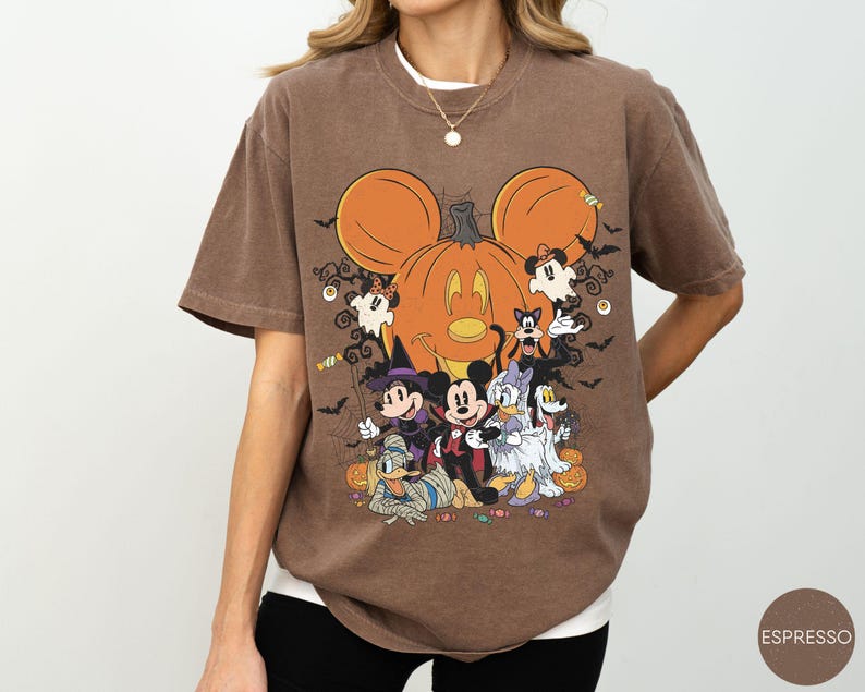 Comfort Colors® Mickey Friends Halloween Pumpkin Shirt, Spooky Season Trick or Treat Tee image 4