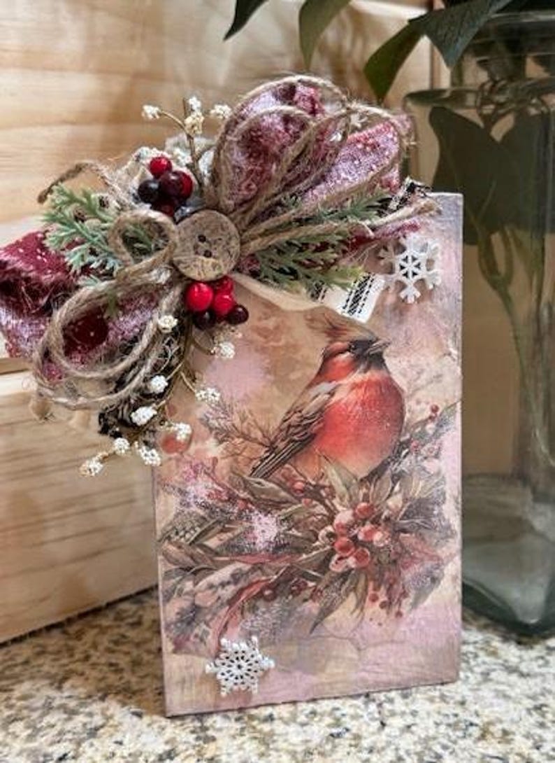 Feathered Cardinal Bird Shelf Sitter (Set Of 6)