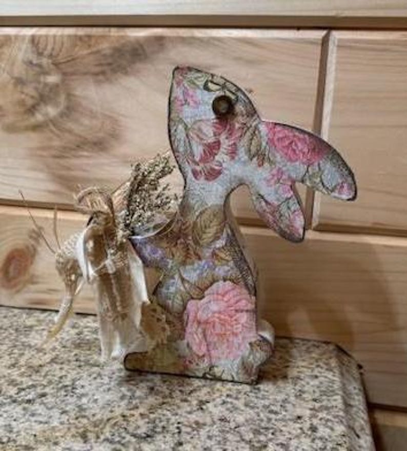 Primitive Farmhouse Floral Wood Bunnies - Etsy