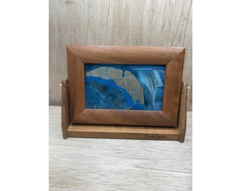 Exotic Sands Park City Utah William Taber Arte con arena líquida Caballete de madera Marco abatible