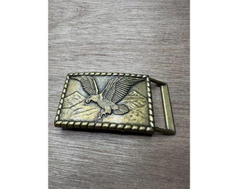 Aquila Calva Uccello Volante Veterano Motociclista Cowboy Western Fibbia per Cintura Vintage Anni '80