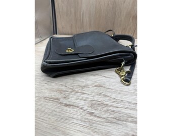 Vintage COACH STATION Black Leather Crossbody Bag Satchel Purse