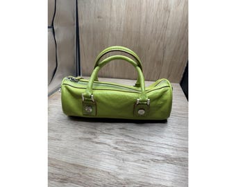 Vintage y2k Michael Kors Vintage Lime Green Soft Leather Tote Satchel Handbag Purse
