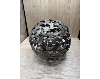 Vintage MCM gold style Metal Welded Key Ball Sphere Sculpture 8” Keys Decor