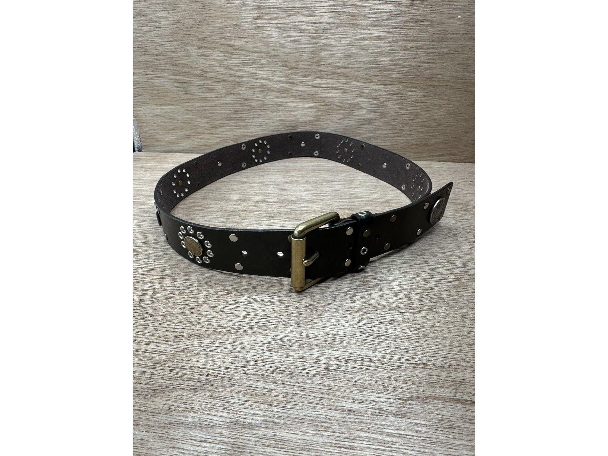 Vintage Leather Coin Belt Brass Bronze Algerian Moroccan French Coins 80s Punk French Coin Belt - Etsy main image 2