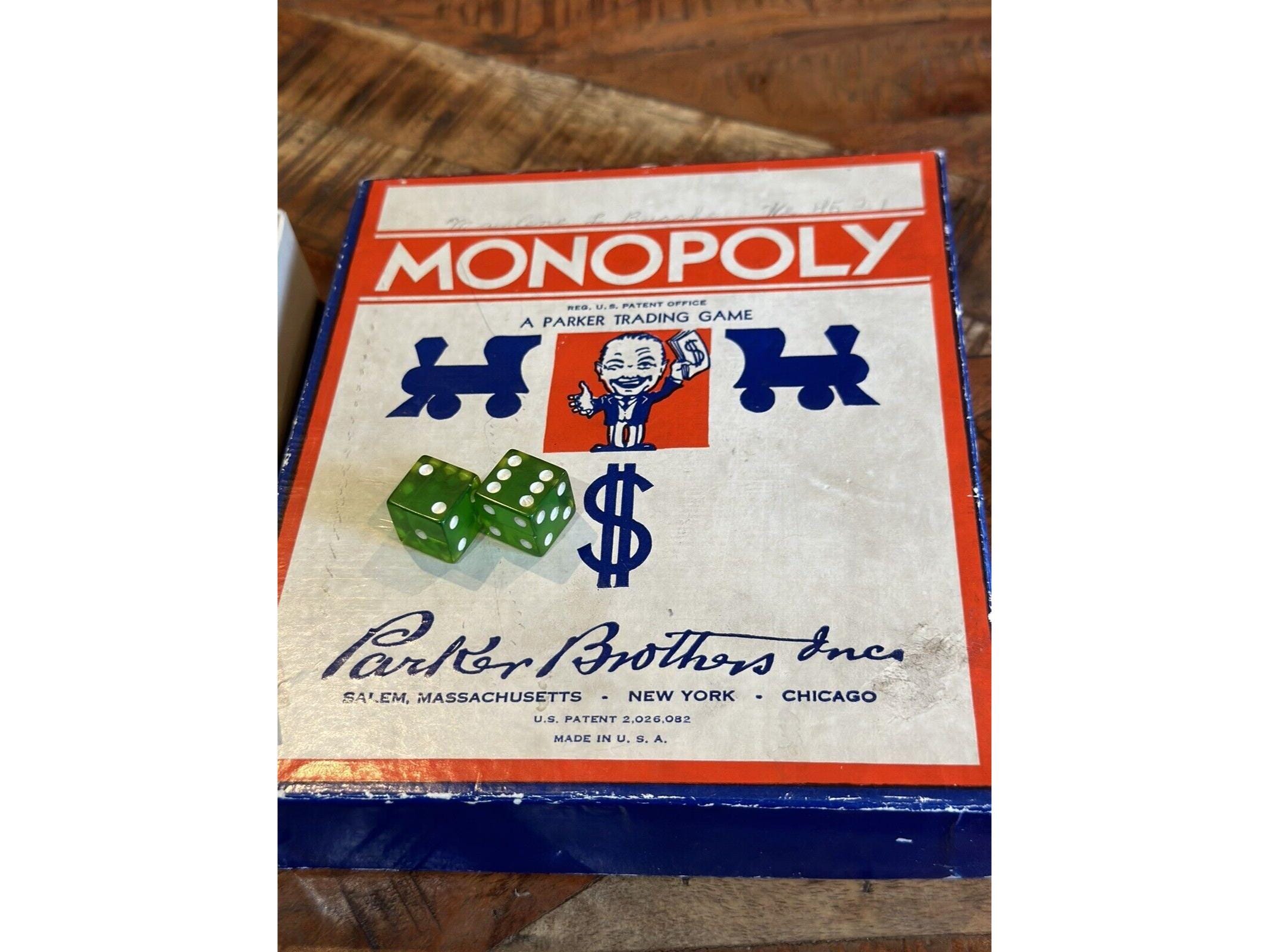 Vintage Monopoly Game Blue Box Single Patent Money Wood Pieces